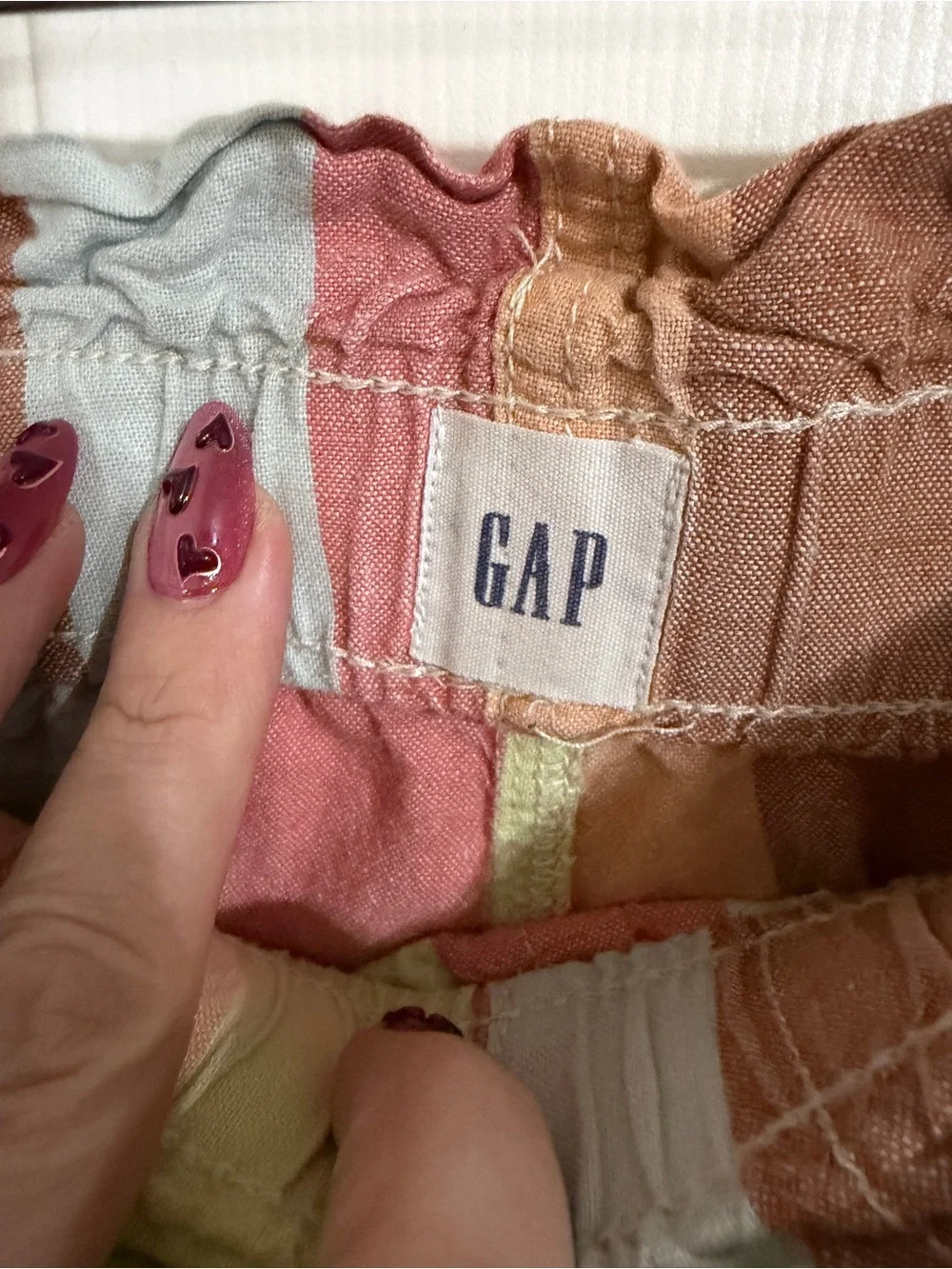 GAP Striped Drawstring Shorts in Pink, Green, Brown & Blue